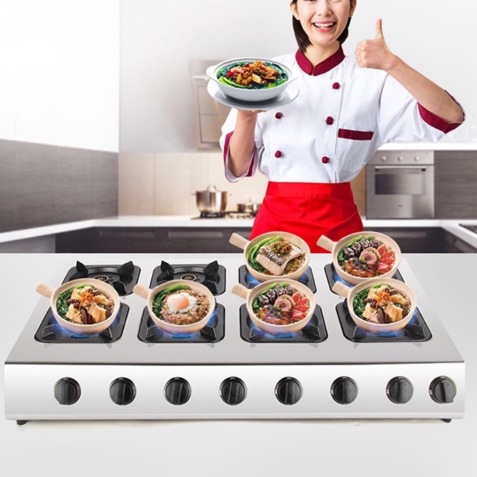 Bếp gas làm bánh xèo, mỳ cay 8 họng siêu bền, tiện lợi