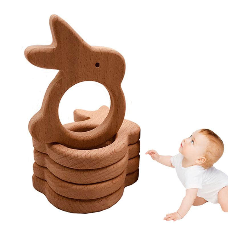 Đồ Chơi Nhai Gặm Bằng Gỗ Sồi Mềm Mại Hình Thỏ Dễ Thương Dành Cho Bé