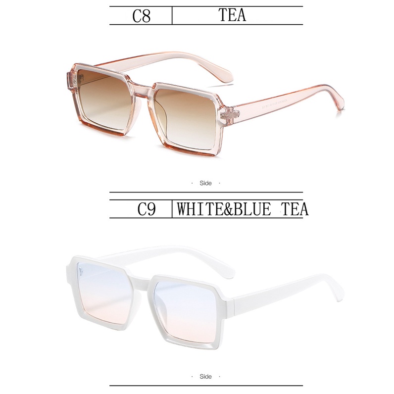 Kính mát Samjune 98063 gọng hình chữ nhật màu nâu chống tia UV400 thời trang retro 2021 cho nữ đeo đi du lịch