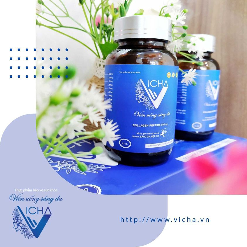 Viên uống Collagen, giúp sáng da, mờ nám, chống lão hóa da, Vicha collagen