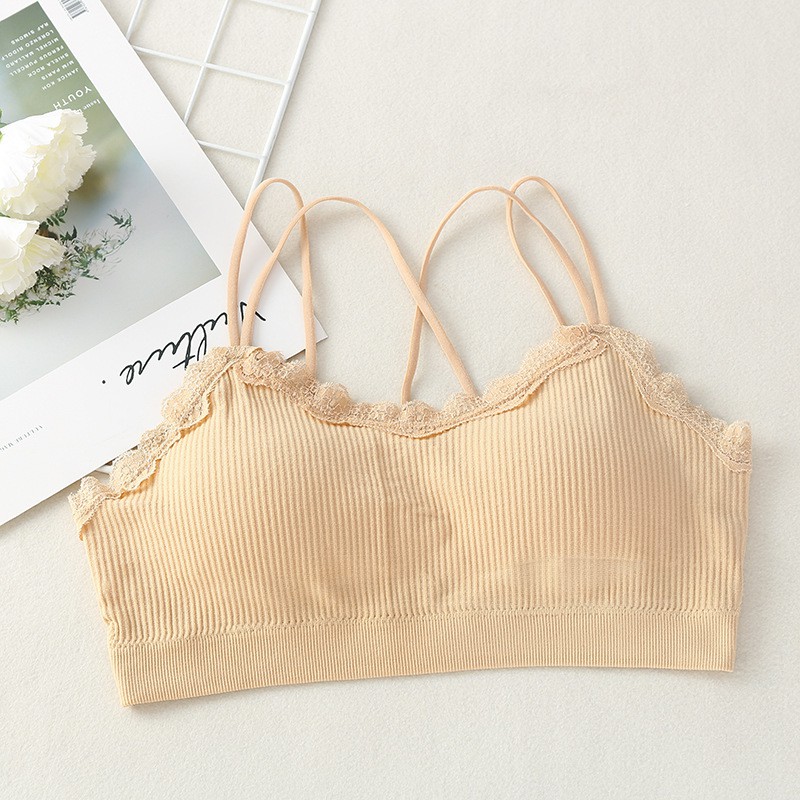  Áo bra phối viền ren thiết kế dây chéo cho nữ | BigBuy360 - bigbuy360.vn