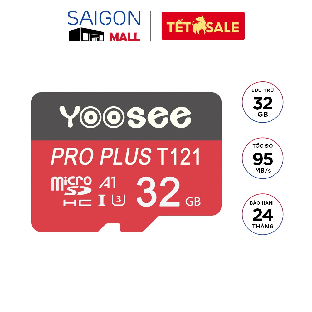 Thẻ nhớ microSDHC Yoosee Pro Plus 32GB A1 U3 4K R95MB/s W45MB/s (Đỏ) - chuyên camera và điện thoại