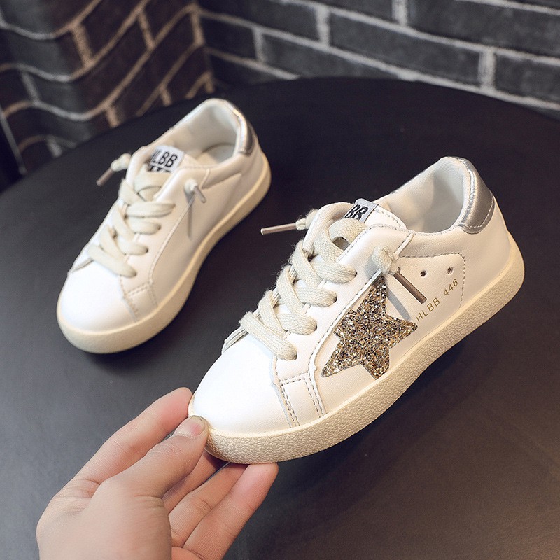Giày Thể Thao Bé Trai Bé Gái ❤️FREESHIP 50K❤️ Giày trẻ em phong cách Hàn Quốc có gắn ngôi sao da trắng mềm mại LF12