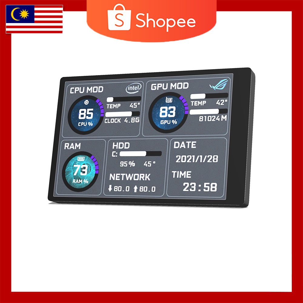 ⭐⭐⭐Vỏ Bọc Màn Hình Máy Tính 3.5 inch IPS Loại C usb Hỗ Trợ Màn Hình Hiển Thị Cho AIDA64 E5-010