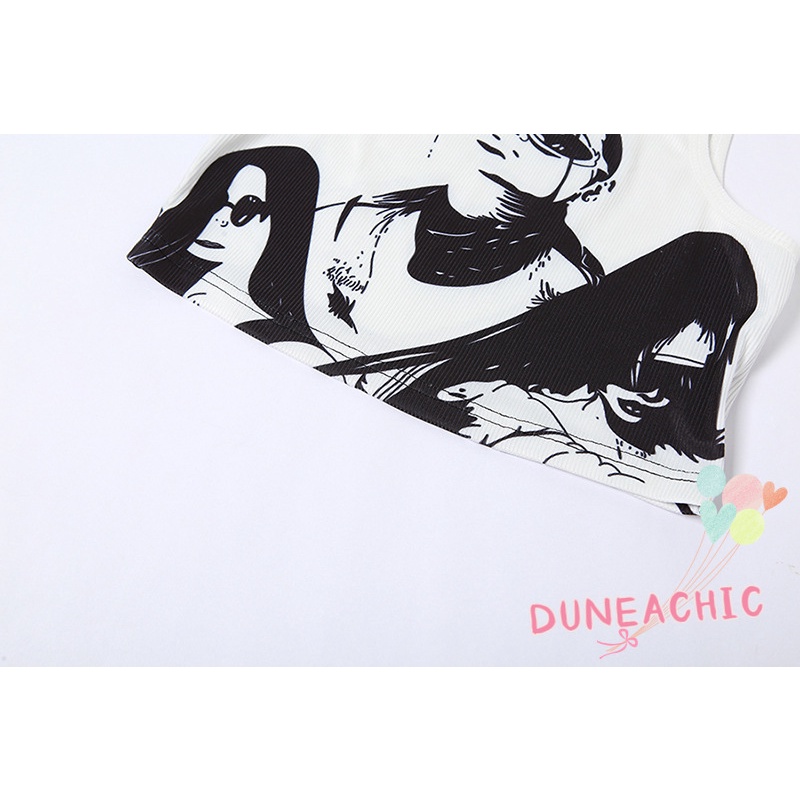 DUNEA Bộ đồ gồm áo tanktop không tay và chân váy lưng cao xinh xắn dành cho nữ