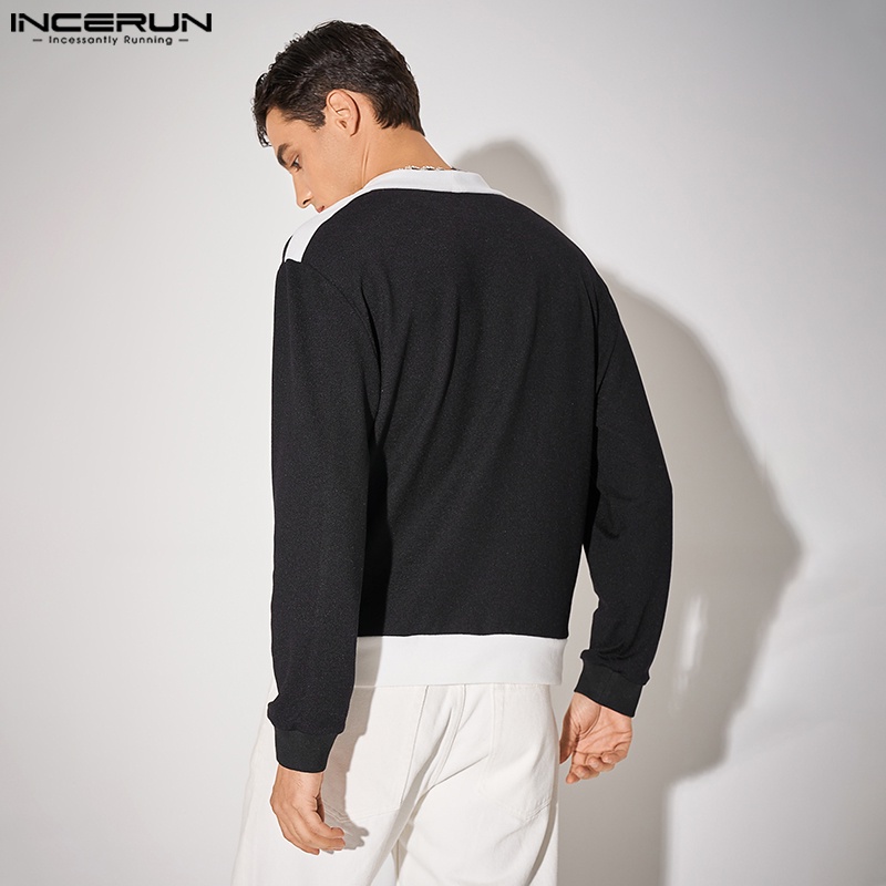 INCERUN Áo Khoác Blazer Dài Tay Không Cổ Phối Nút Thời Trang Cho Nam