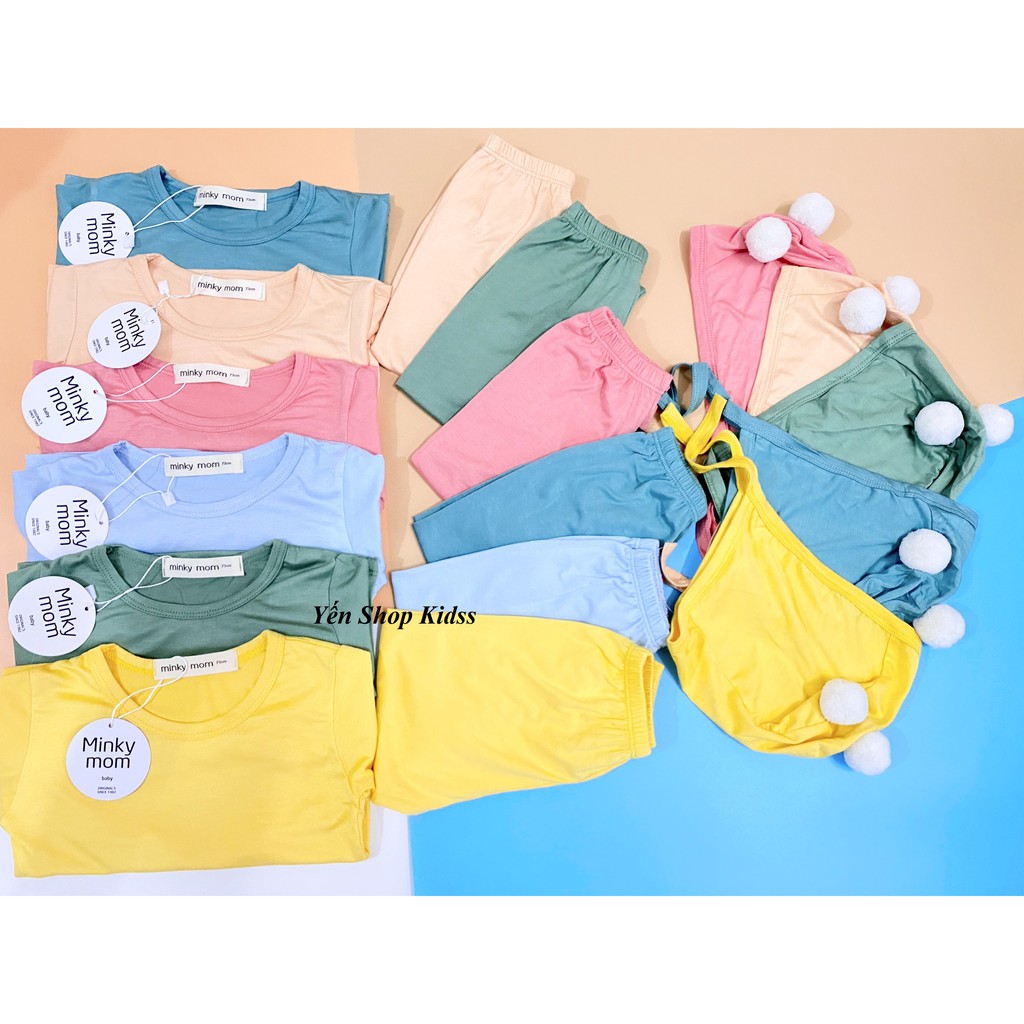 Sale !!! Bộ Dài Tay Kèm Mũ Quả Bông Minky Mom Đáng Yêu Cho Bé (Size từ 6-19kg)