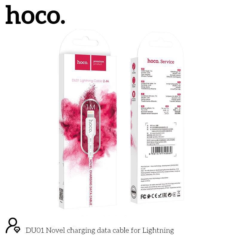 Cáp sạc iPhone/iPad/Micro/TypeC nhanh 2.4A HOCO DU01 Lightning dây PVC Siêu bền - Truyền dữ liệu tốc độ cao