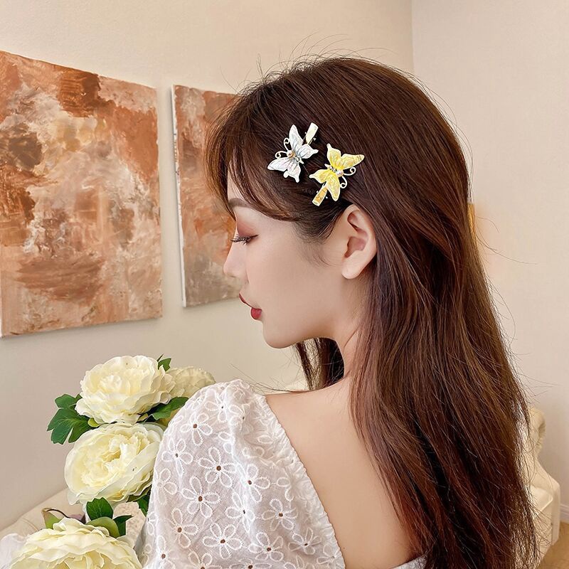 Kẹp Tóc Hình Bướm Đính Ngọc Trai Đơn Giản Thời Trang Hàn Quốc Cho Nữ