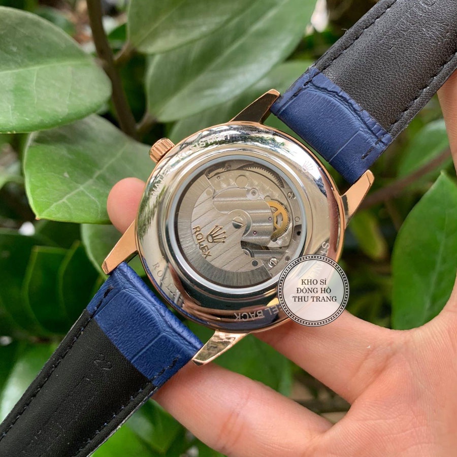Đồng hồ Nam Rolex máy nhật, mẫu 3kim cắt vát mặt xanh viền vàng, dòng cơ Automatic size 40mm-41mm