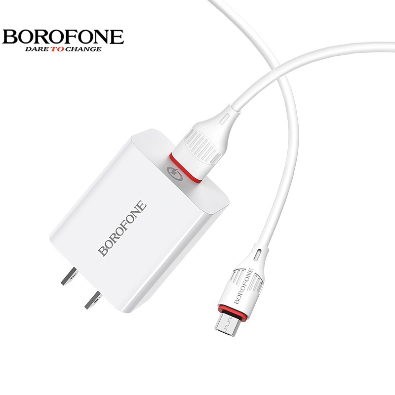 Bộ sạc nhanh 18W - QC 3.0 BOROFONE BA21 đầu Micro, Type-C dùng cho Android, cổng USB, dây cáp dài 1m - Chính hãng