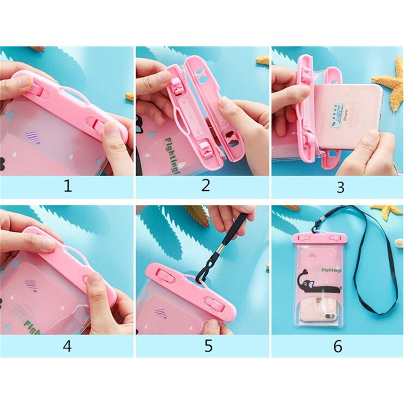 Túi Đựng Điện Thoại Bằng PVC Chống Thấm Nước Họa Tiết Hoạt Hình Dễ Thương