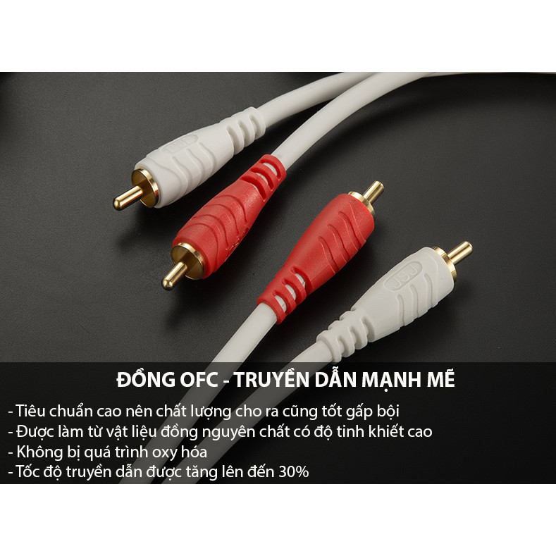 Combo 2 dây tín hiệu 4 đầu bông sen (AV/RCA) JSJ 4421 dài 1.8m - 15m đầu cắm mạ vàng đảm bảo tín hiệu ổn định