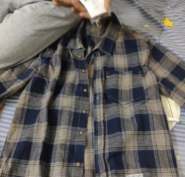 Áo sơ mi nam kẻ caro vừa sọc xanh nâu có túi ngực | BigBuy360 - bigbuy360.vn