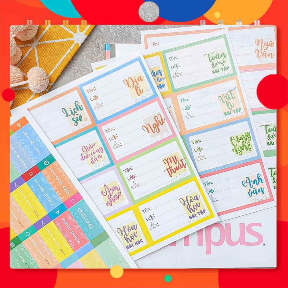 COMBO NHÃN VỠ & NHÃN DÁN GÁY TẬP  PHÂN MÔN - CẤP 2 - CẤP 3