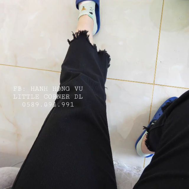 Quần baggy jeans đen rách gấu kiểu có BIGSIZE lưng cao form ulzzang kèm ảnh thật hàng có sẵn