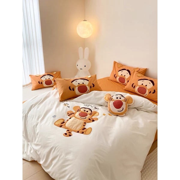 Bộ chăn ga gối mẫu HỔ CON - Cotton Line Disney thêu họa tiết ngộ nghĩnh, set 5 món sẵn hàng