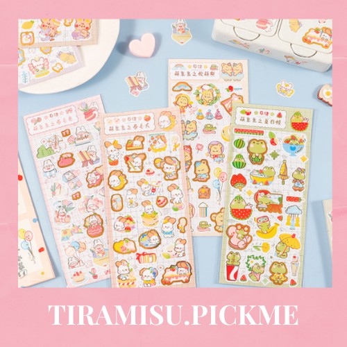 Sticker - nhãn dán hoạt hình hoạt - hình động vật trang trí sổ tay - DIY 9cm x 17cm