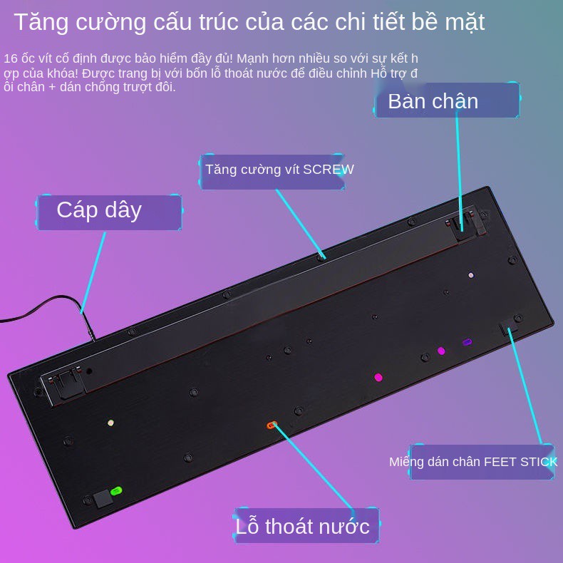 Bộ bàn phím và chuột có dây cảm giác cơ học E-sports chơi game Máy tính để xách tay đa năng chiếu sáng | BigBuy360 - bigbuy360.vn
