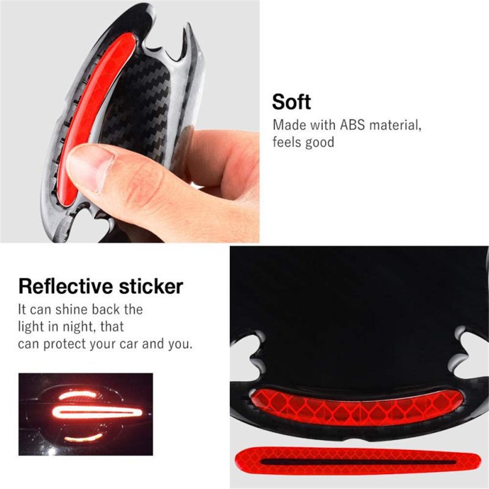 Bộ 8 Miếng Dán Tay Nắm Cửa 4 Miếng Dán Họa Tiết Sợi carbon 3d Phản Quang Chống Trầy Trang Trí Xe Hơi