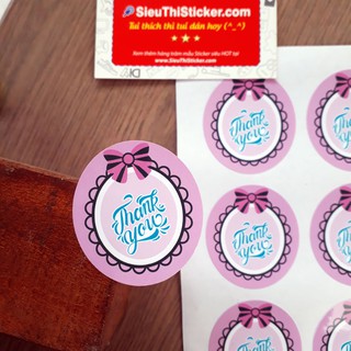 Tem Thank You Oval Nơ TYO021 dán trang trí quà tặng,hộp bánh kẹo các loại, quà sinh nhật, 8 tháng 3, valentine