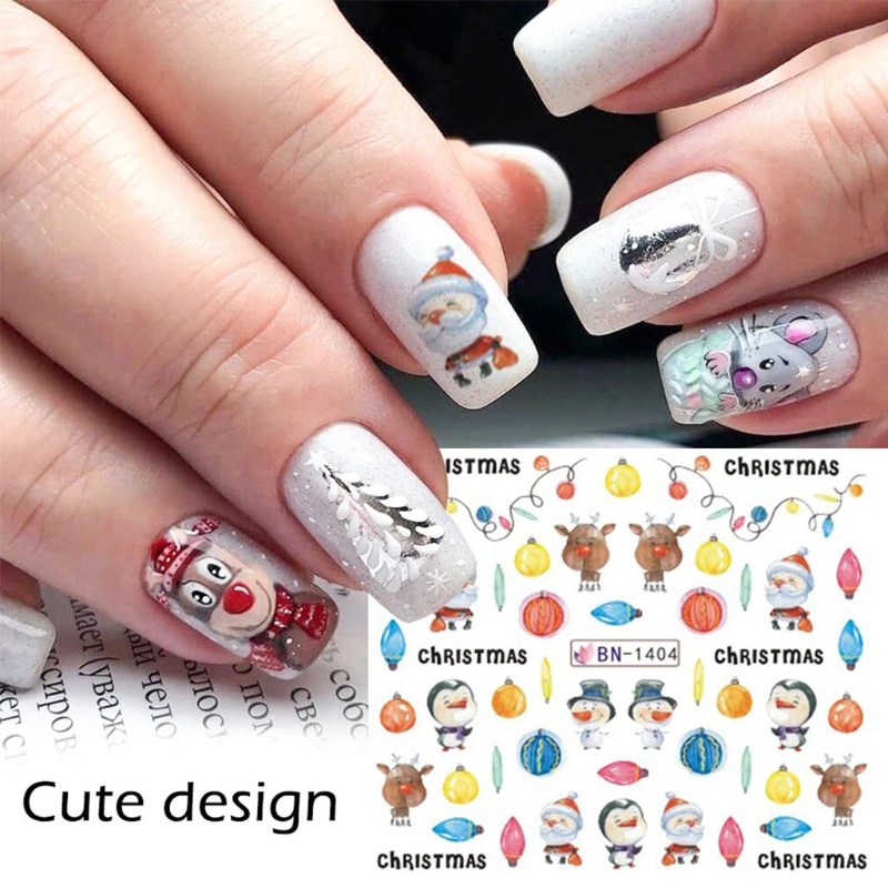 Miếng Dán Trang Trí Móng Tay Họa Tiết Giáng Sinh 3D Độc Đáo