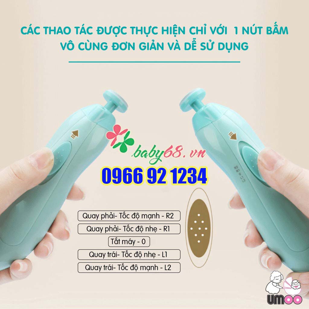 Máy dũa móng tay cho bé Umoo - Bộ cắt móng tay cho bé an toàn