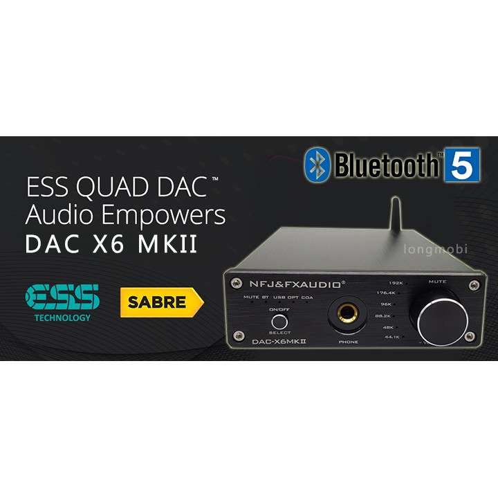 FX Audio X6 MKII Đầu giải mã nhạc số 192khz/24bit Tích hợp Bluetooth 5.0 Tặng Dây RCA