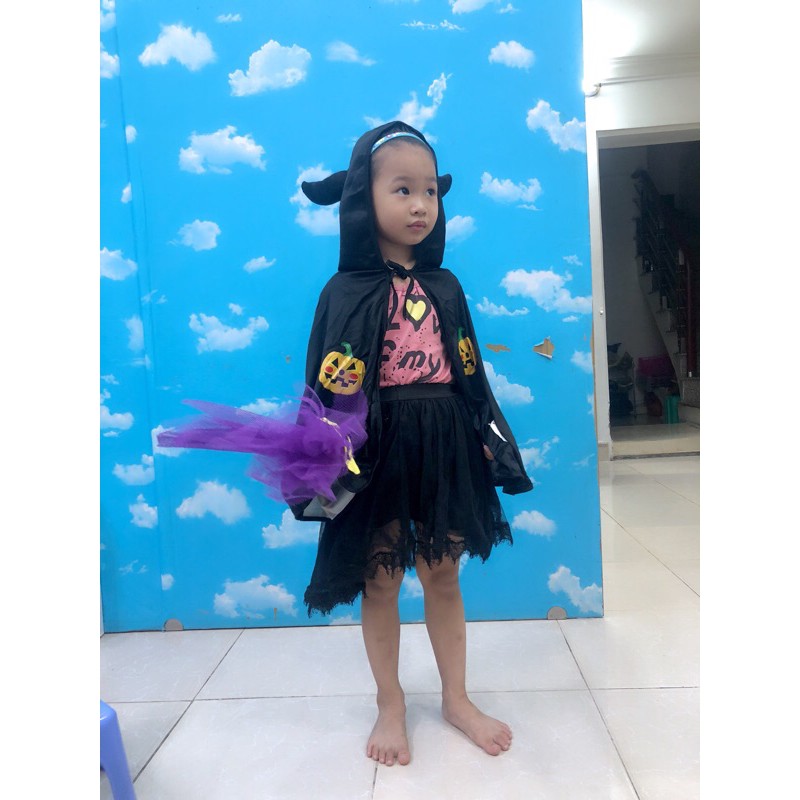 Set haloween mũ sừng bí ngô cho bé