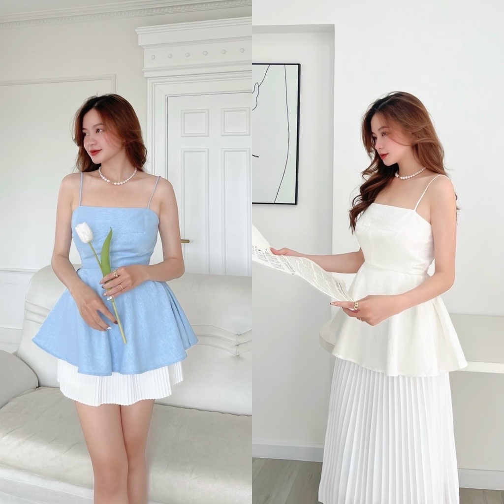 [Ảnh thật] Áo peplum 2 dây tùng xòe