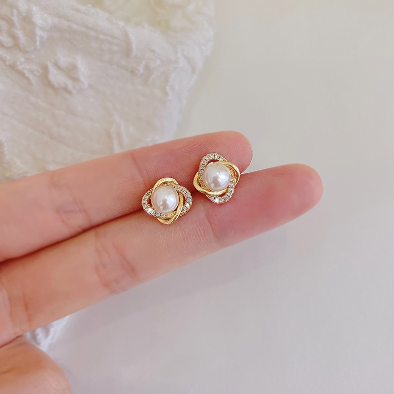 Bông tai mạ bạc 925 đính ngọc trai phong cách Hàn Quốc thời trang cho nữ