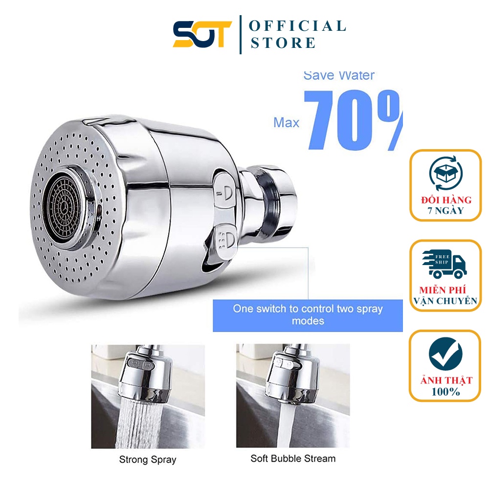Đầu vòi rửa chén TĂNG ÁP mạ bóng, đầu chén rửa 3 chế độ nước cổ bẻ dây lò xo cứng