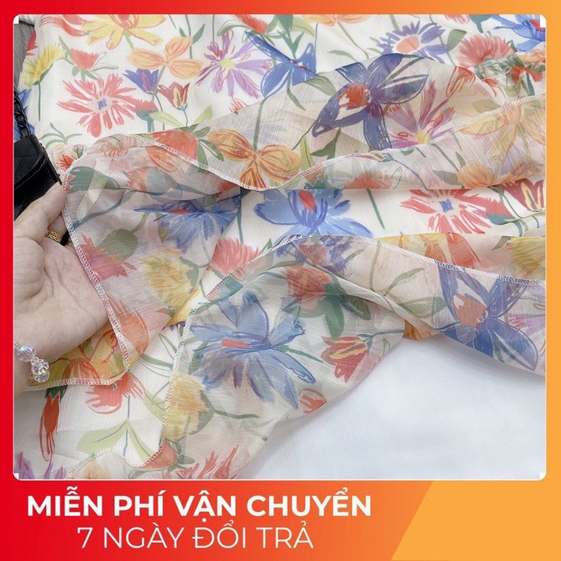 [ 𝐅𝐑𝐄𝐄 𝐒𝐇𝐈𝐏 ] Váy Maxi Cổ Yếm Hoa Tơ Cao Cấp Chất Tơ Xước Mềm Bay Đẹp Trong May Lót Chuẩn Mẫu Vải sẵn chứ kp in nhé