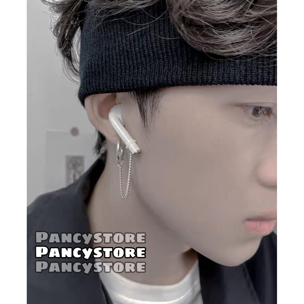 khuyên tai kẹp tai nam nữ giữ Airpod titan không gỉ Unisex