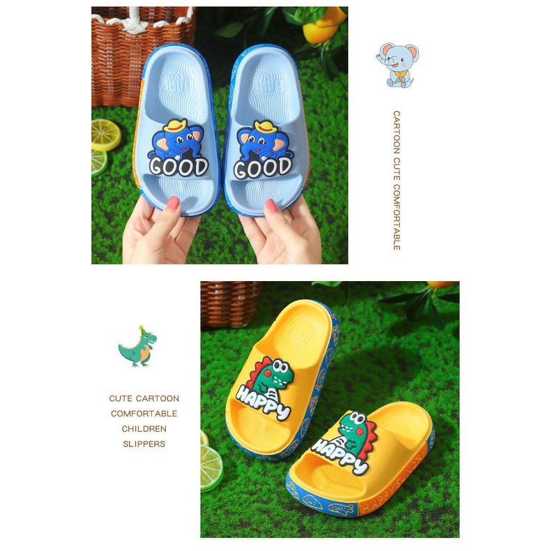 AMILA Dép đi trong nhà Đế Mềm Chống Trượt In Họa Tiết Hoạt Hình Dễ Thương Thời Trang Cho Bé Trai Và Gái