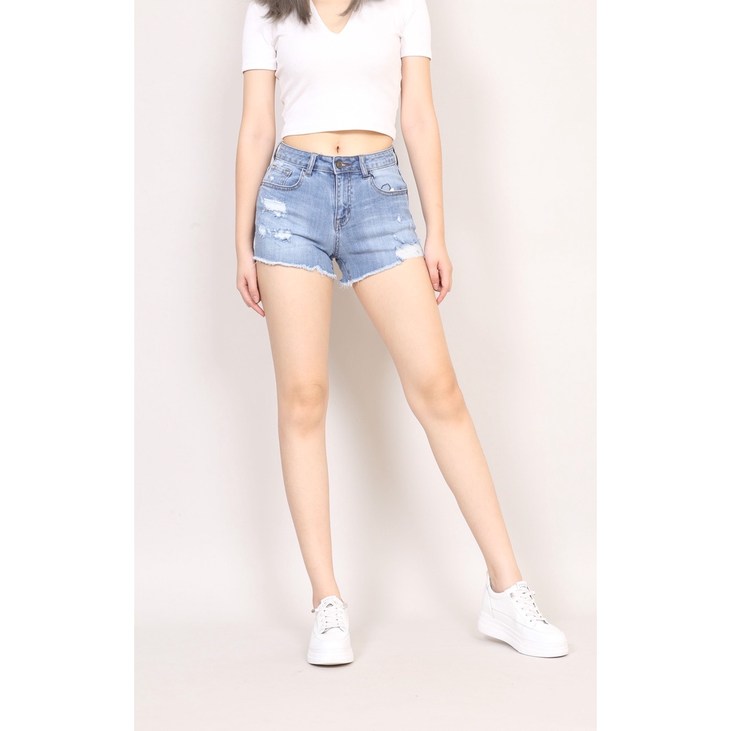 Quần Short Jean Nữ Thời Trang Rách To Gấu Tua Rua CT Jeans