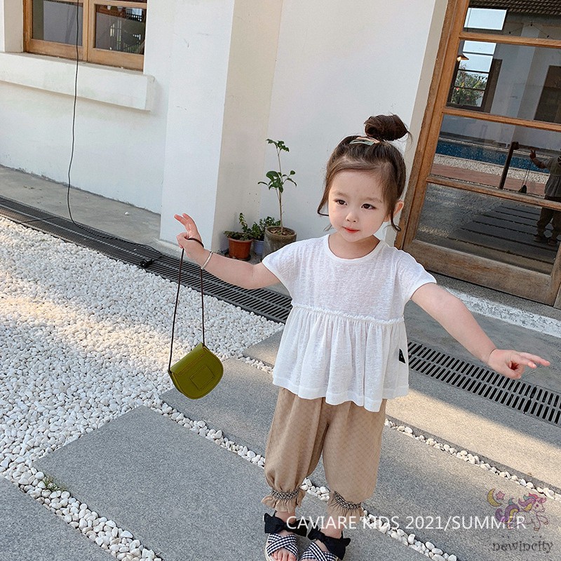 Áo thun tay ngắn phối dây chéo sau lưng phong cách Hàn Quốc thời trang xinh xắn cho bé gái