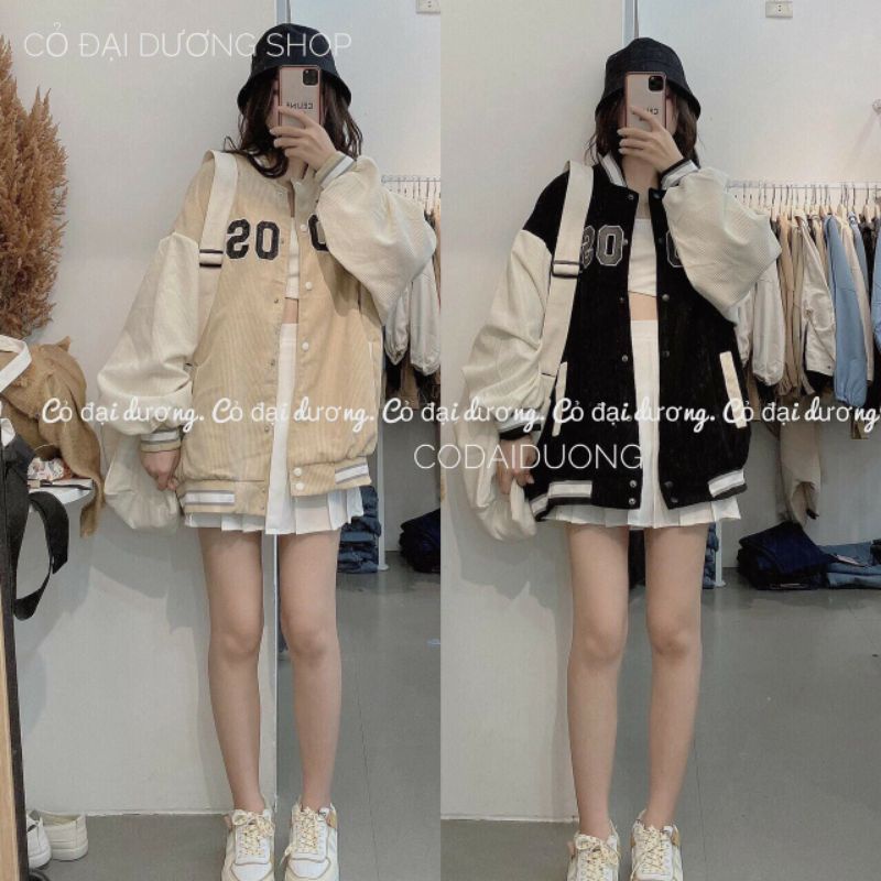 Áo khoác bomber chất nhung tăm áo khoác Unisex Hàn Quốc