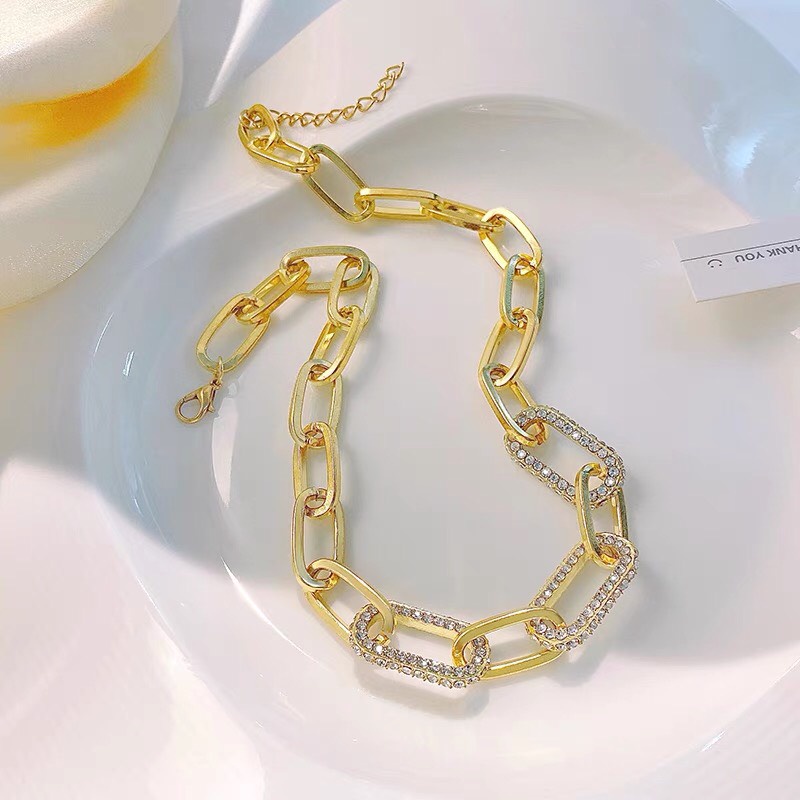 Vòng cổ nữ dây xích tối giản đính đá  - Graceful Acc Shop