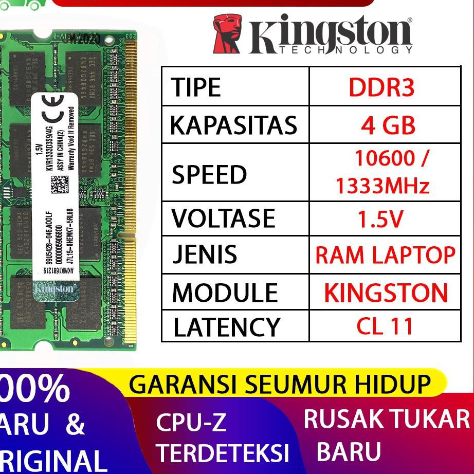 Túi Đựng Ram Kingston Ddr3 4gb Mhz Ori Ram Sodimm 1.5v 4gb