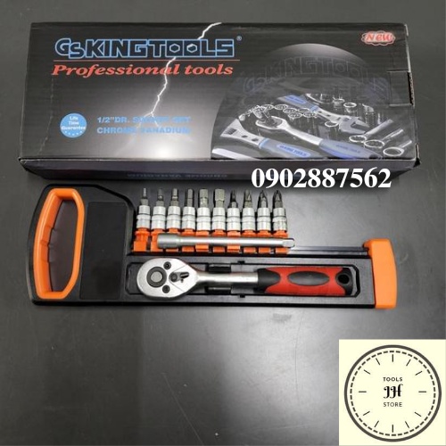 bộ tuýp lục giác 12 chi tiết kingtools tiêu chuẩn đức (tuýp lục giác, bake, bông mai)