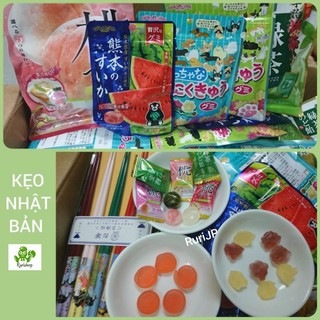 Kẹo Nhật Bản- kẹo organic: kẹo dẻo dưa hấu, kẹo dẻo trái cây, kẹo trà xanh, kẹo đào