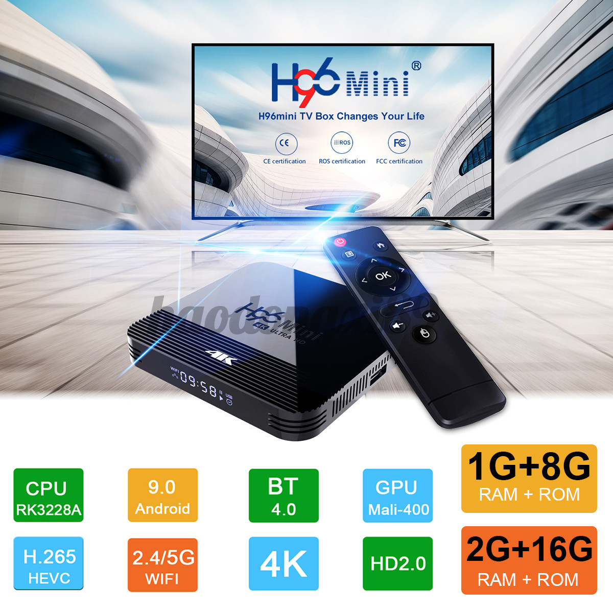 Thiết Bị Chuyển Đổi Thông Minh 4k Ultra Hd Android 9.0 Dual-Wifi Quad Core Bluetooth Smart Tv Box