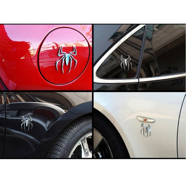 【Thanh toán khi giao hàng】Hình dán người nhện 3D bằng kim loại độc đáo trang trí xe hơi