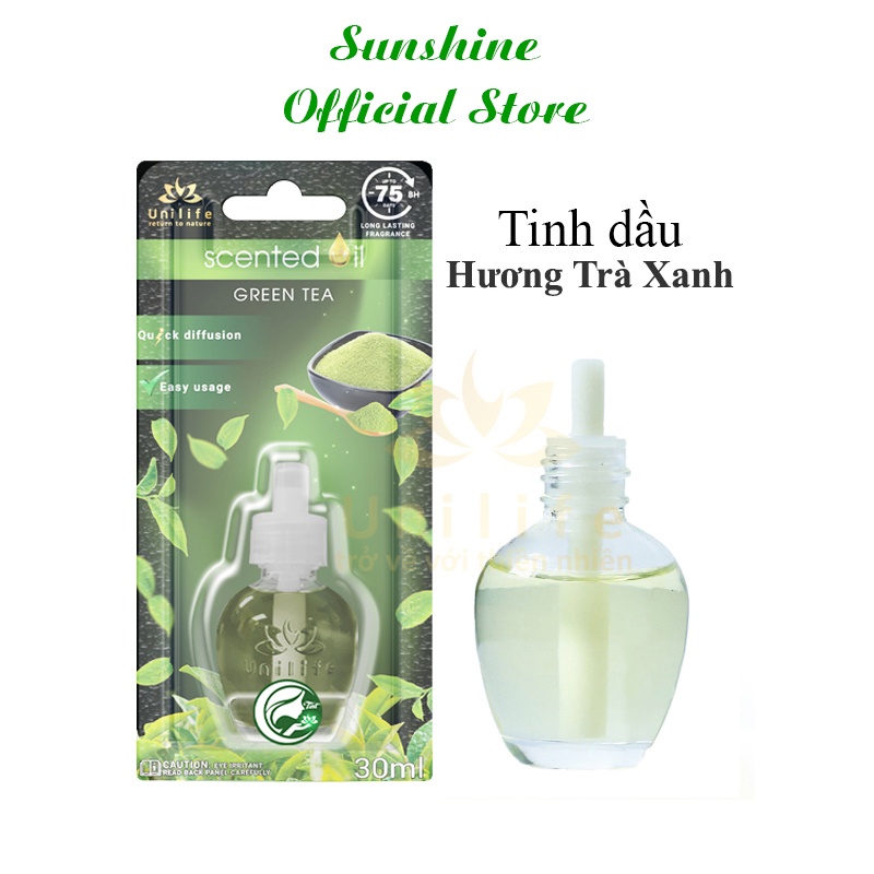 Tinh dầu thiên nhiên Unilife chính hãng, Tinh dầu xông phòng hương Trà Xanh, khử mùi hôi, thơm nhẹ nhàng, chai 30ml