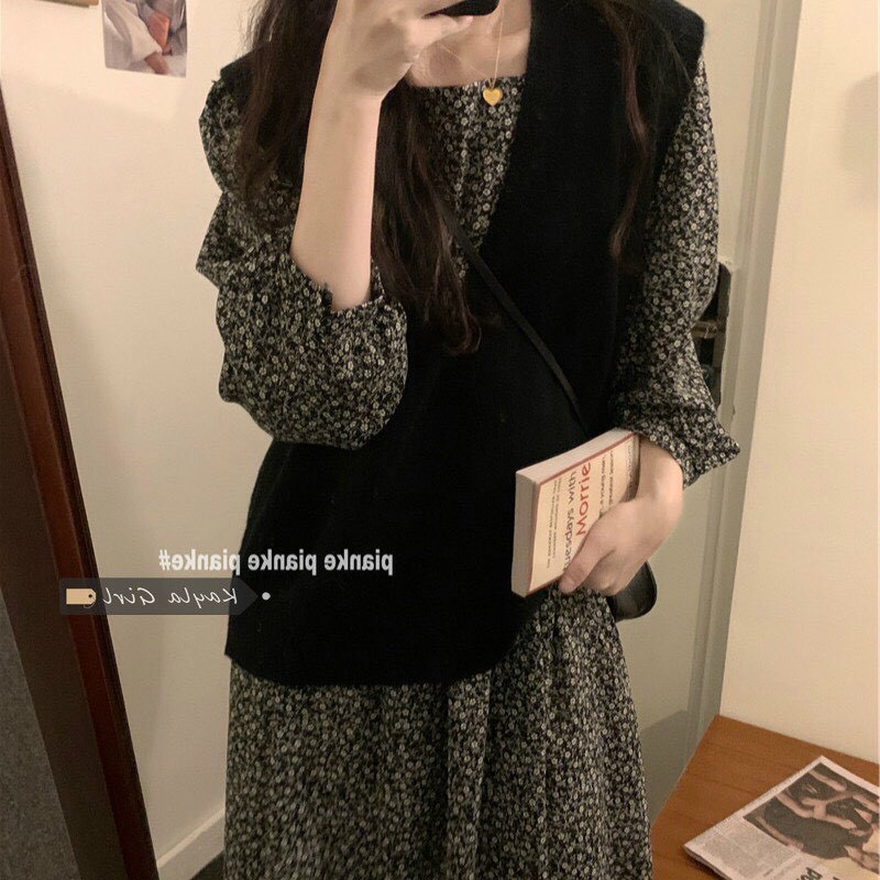 Set đồ nữ, set đầm babydoll hoa nhí kèm gile cổ V mặc siêu xinh mặc đi chơi đi dạo hay đi du lịch thoải mái Tây Thi Shop | BigBuy360 - bigbuy360.vn