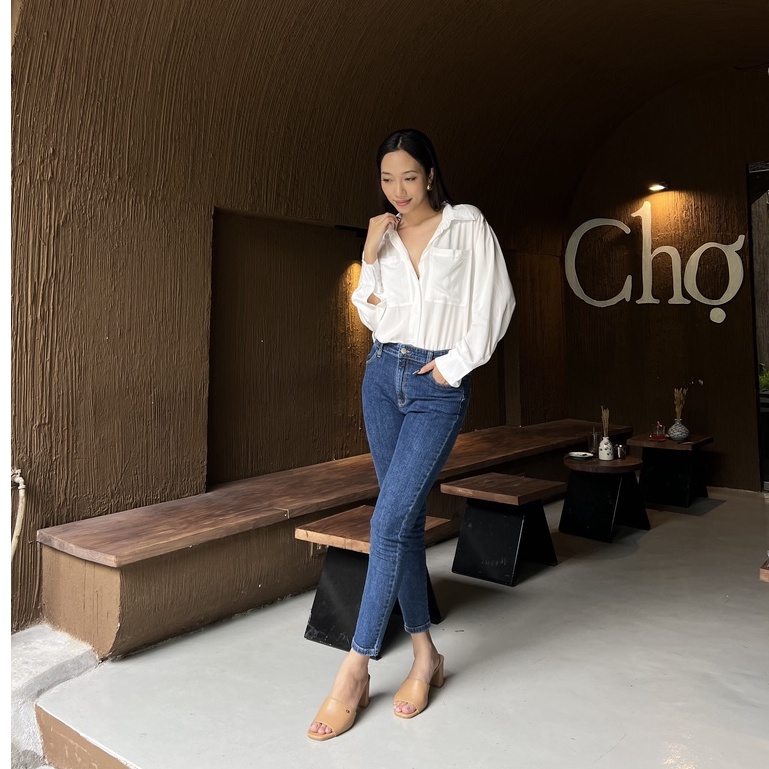 Quần Skinny Jeans Lưng Cao Ôm Body Nữ - Skinny Classic Blue - Hashtagem ( Mã SJ-03)
