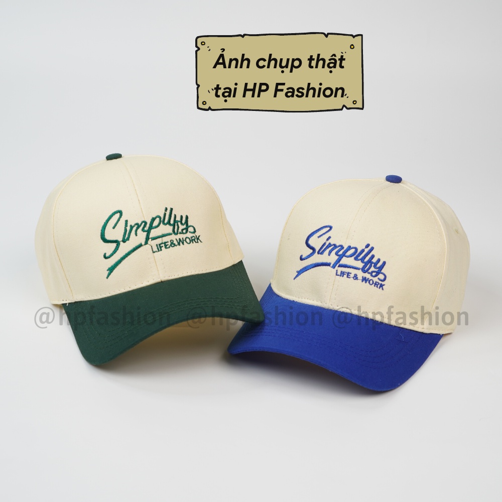 Mũ lưỡi trai ❤️ Nón kết phối màu thêu chữ Simpily chất kaki cao cấp form unisex nam nữ N87 - Happy Style