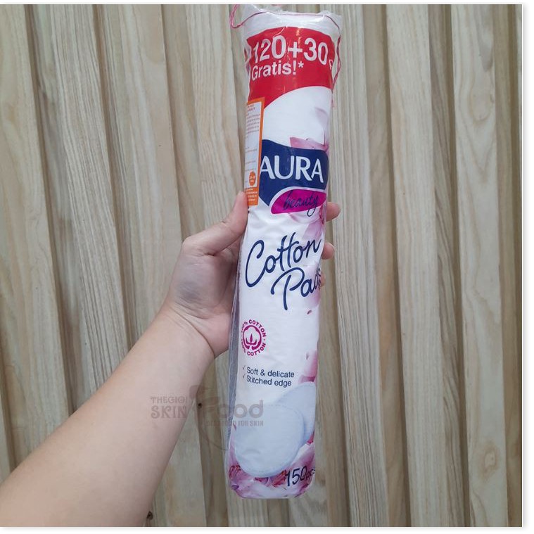 [Mã giảm giá Mỹ phẩm chính hãng] Bông Tẩy Trang Aura Beauty Cotton Pads 150 Miếng