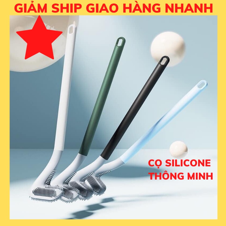 Cây cọ toilet - chổi chà nhà tắm vệ sinh silicone mẫu cong thông minh loại tốt tiện lợi đa năng